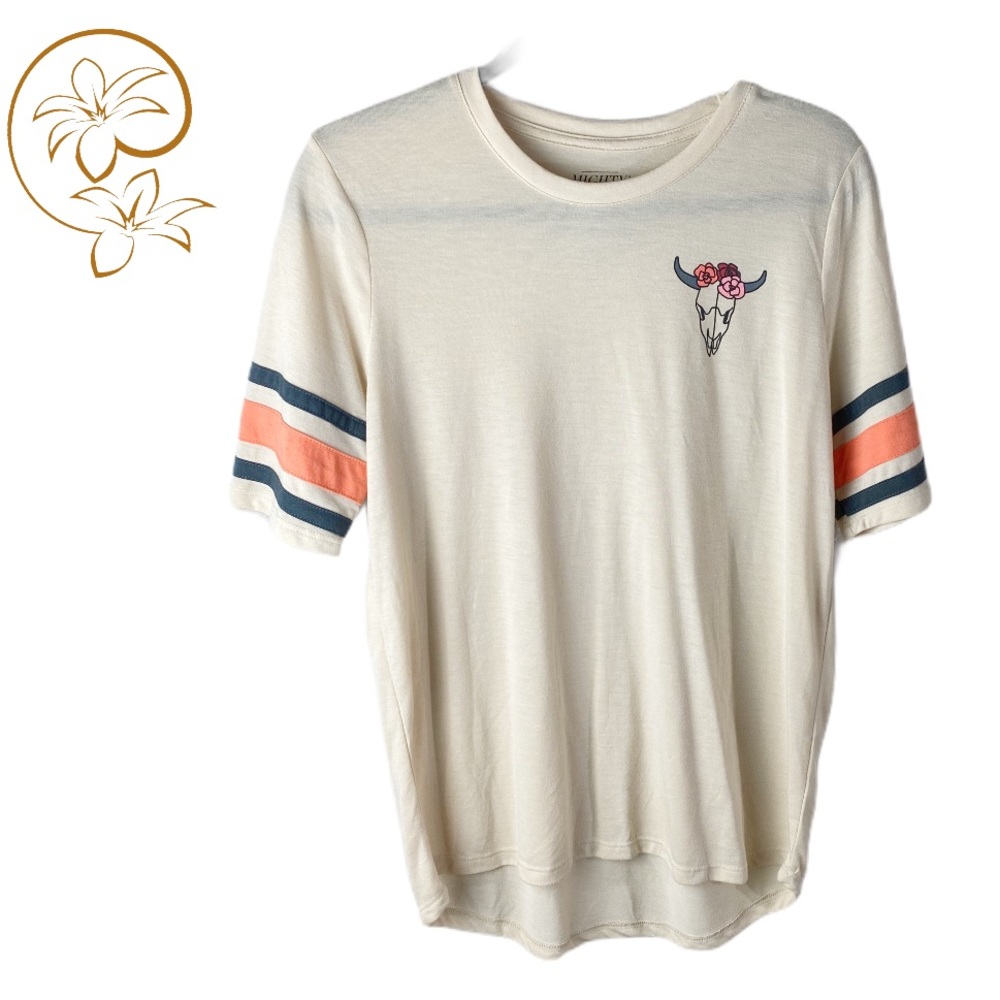 MIGHTY FINE Cow Skull Short Sleeve Tee Size M